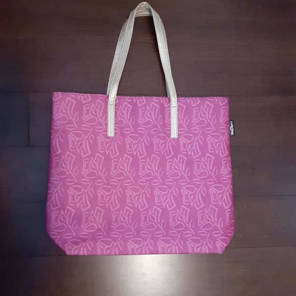 Lancome Fushia Pink Gold 2 Strap Shopper Tote Bag 17" x 15" - Picture 10 of 11